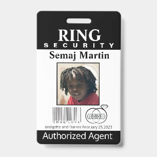 Ring Bearer Security Badge ID Badge