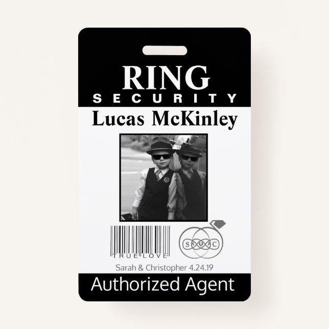 Ring Bearer Security Badge ID Badge (Front)