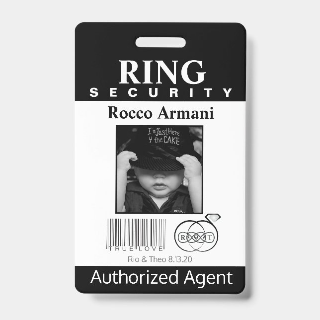 Ring Bearer Security Badge ID Badge (Front)