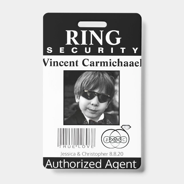 Ring Bearer Security Badge ID Badge (Front)