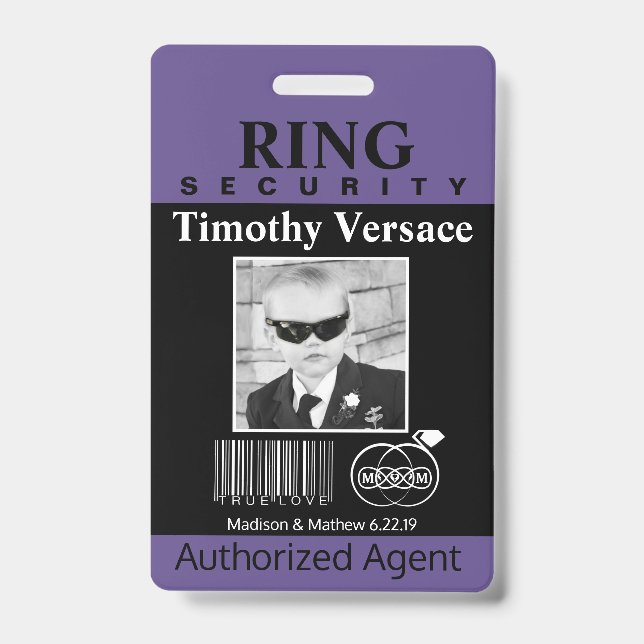 Ring Bearer Security Badge ID Badge (Front)