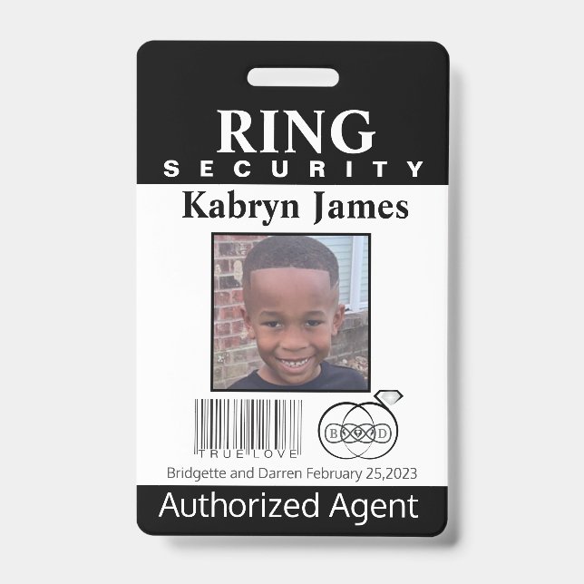 Ring Bearer Security Badge ID Badge (Front)
