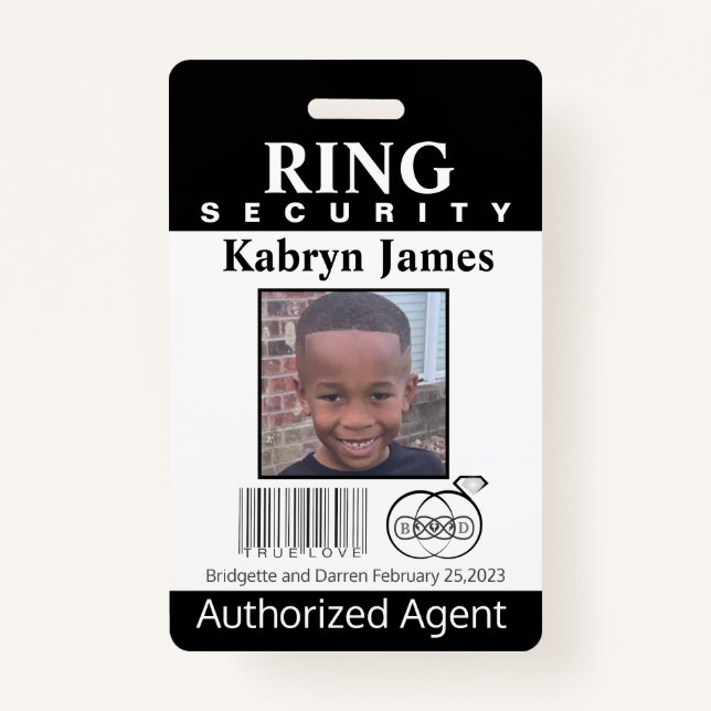Ring Bearer Security Badge ID Badge (Front)