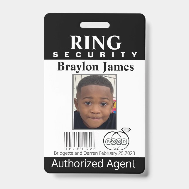 Ring Bearer Security Badge ID Badge (Front)