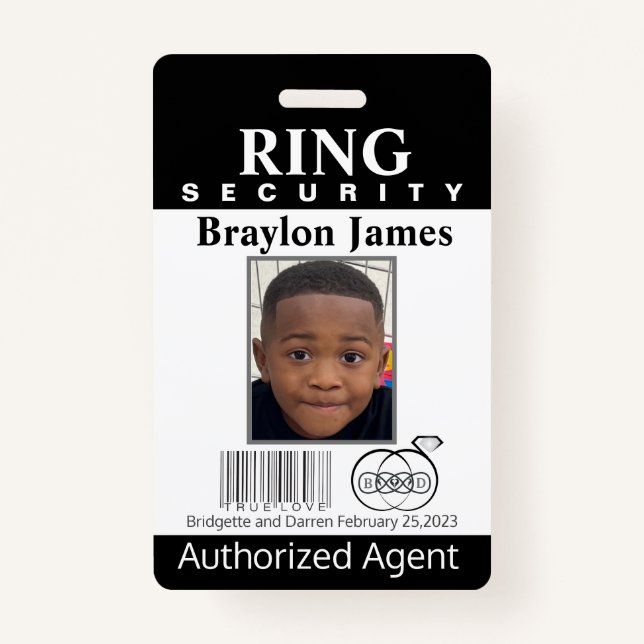 Ring Bearer Security Badge ID Badge (Front)