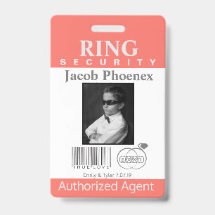 Ring Bearer Security Badge ID Badge