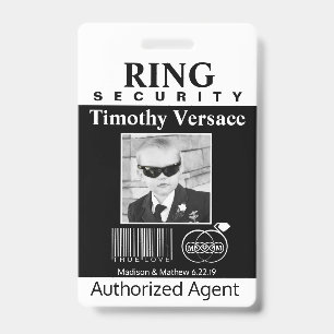 Ring Bearer Security Badge ID Badge
