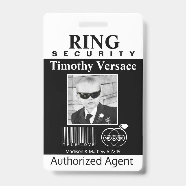 Ring Bearer Security Badge ID Badge (Front)