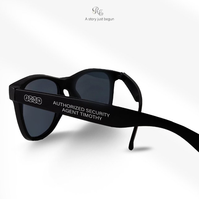 Ring Bearer Security Sunglasses (Agent-approved! Sunglasses personalized with Ring Security agent name and twin flame monogram.)