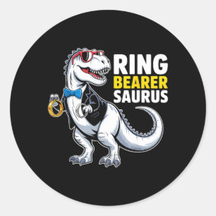 Ring Bearer T-Rex Dinosaur Funny Wedding Party Classic Round Sticker
