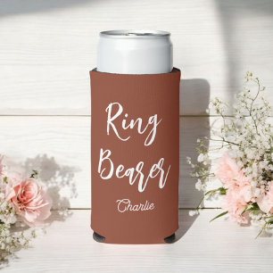 Ring Bearer Terracotta Brown Wedding Seltzer Can Cooler