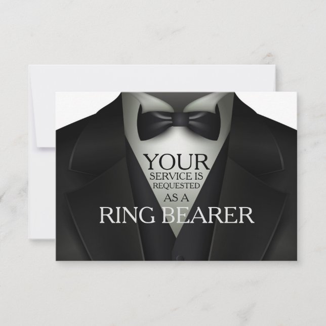 Ring Bearer Tuxedo Wedding Party Request Invitation (Front)