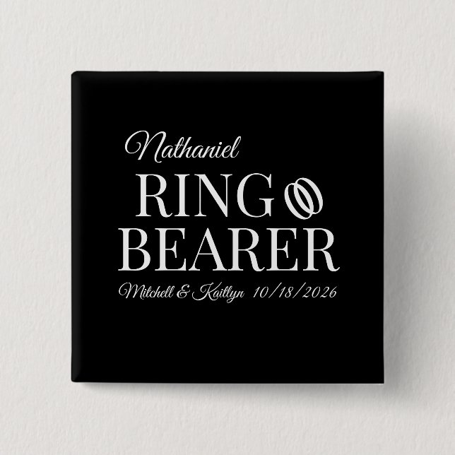 Ring Bearer Wedding 15 Cm Square Badge (Front)