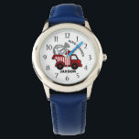 Ring Bearer Wedding Dump Truck Red Watch<br><div class="desc">Wedding dump truck carrying the rings for your ring bearer.  This watch makes the perfect wedding thank you gift for a special little ring bearer.  Personalise with a name to make it extra special.</div>