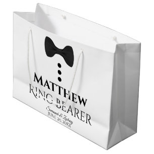 Ring Bearer Wedding Gift Bag with Black Tie Large
