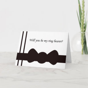 Ring Bearer Wedding Invitation Black Bow tie Card