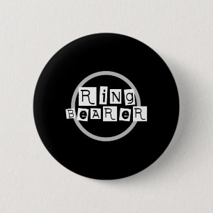 Ring Bearer White on Black 6 Cm Round Badge