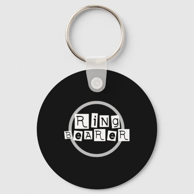Ring Bearer White on Black Key Ring (Front)