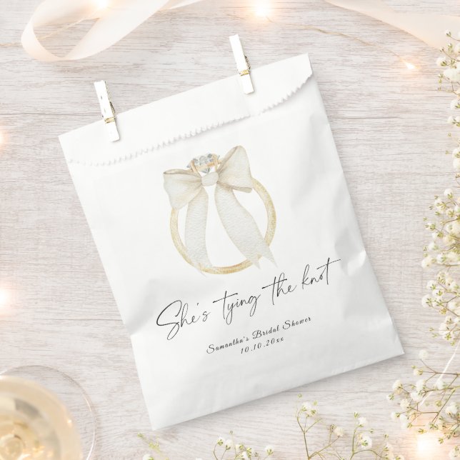 Ring Bow She's tying the knot Bridal Shower Favour Bags (Clipped)