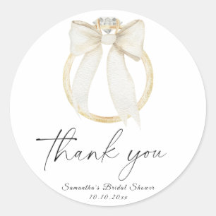Ring Bow She's tying the knot Bridal Shower thanks Classic Round Sticker