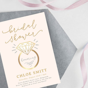 Ring Bridal Shower Invitation, Modern Diamond Ring Invitation