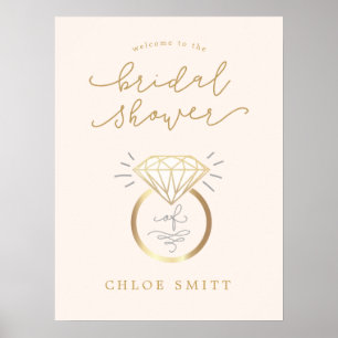 Ring Bridal Shower Welcome Sign, Chic Diamond Ring Poster