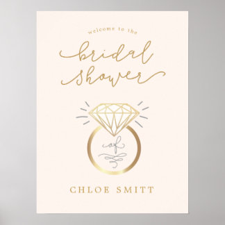 Ring Bridal Shower Welcome Sign, Chic Diamond Ring Poster