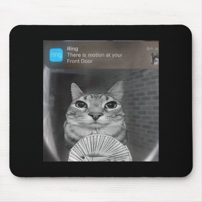 Ring Cat With Motion Meme Cursed Funny Men Women  Mouse Pad (Front)