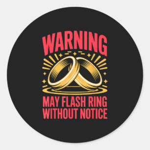 Ring fiancée wife husband engaged engagement classic round sticker