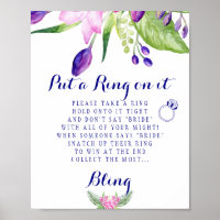 Ring game elegant floral bridal shower sign