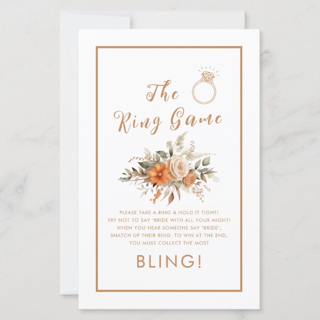 Ring Game Gold Fall Floral Bridal Shower Game (Front)