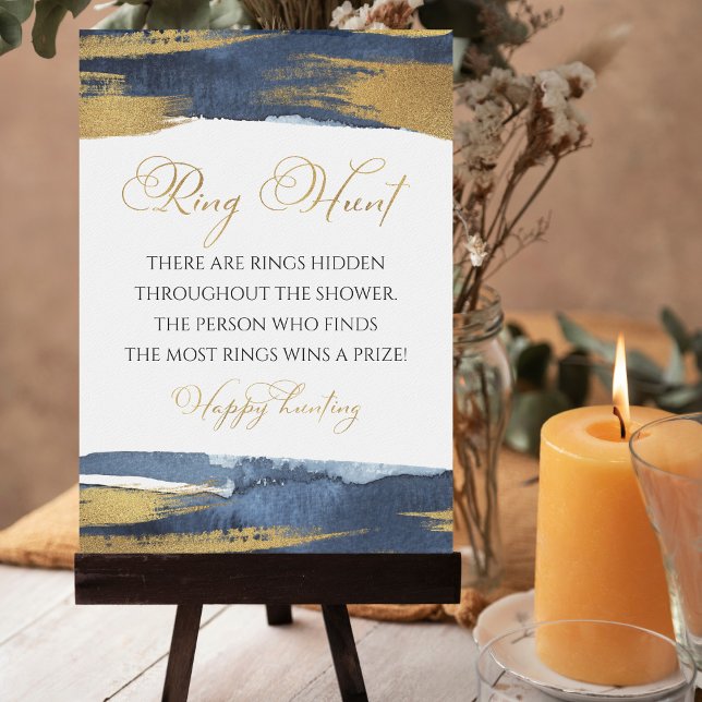 Ring Hunt Abstract Blue Bridal Shower Game Card (Creator Uploaded)