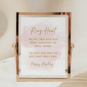 Ring Hunt Blush & Gold Bridal Shower Game Sign