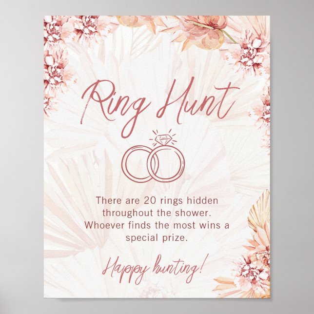 Ring Hunt Boho Bohemian Bridal Wedding Shower Game Poster (Front)