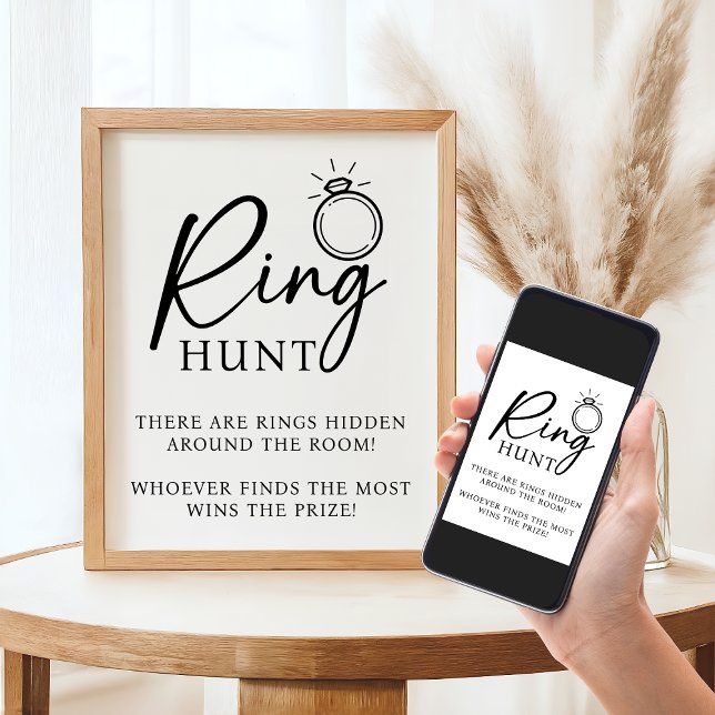 Ring Hunt Bridal Shower Bachelorette Party Game Poster (DOWNLOADABLE Ring Hunt Bridal Shower Bachelorette Party Game Poster)