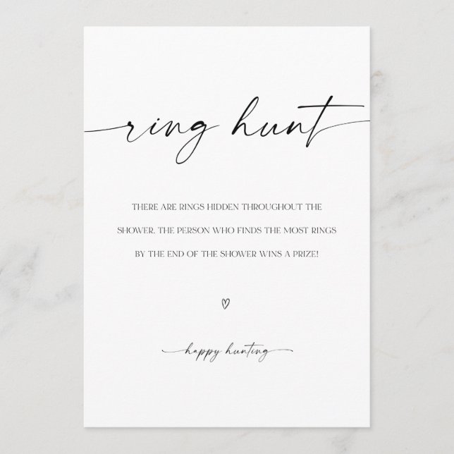 Ring Hunt Bridal Shower Game Programme (Front)