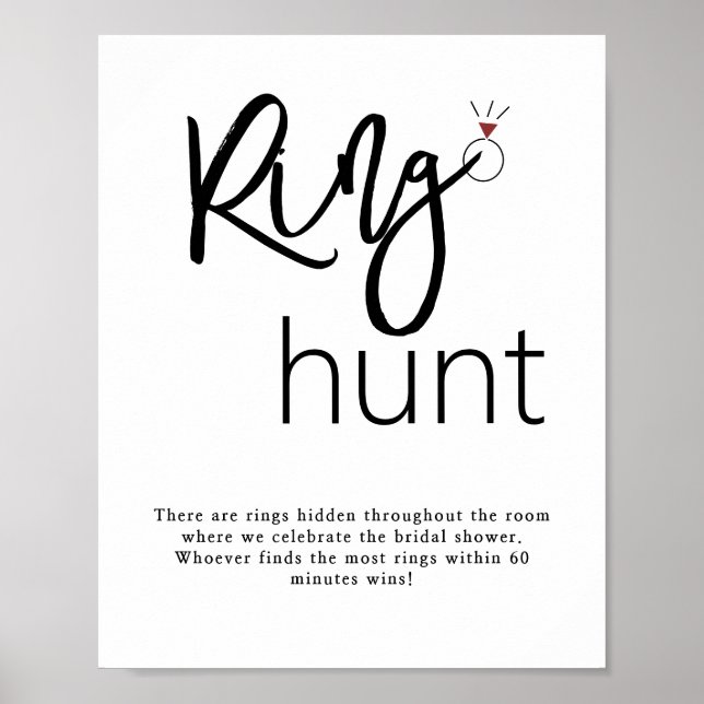 Ring Hunt Bridal Shower Game Sign (Front)