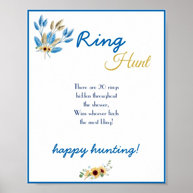 Ring Hunt Bridal Shower Game Sign (Front)
