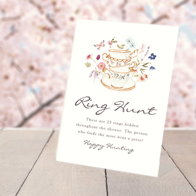 Ring Hunt Bridal Sign (Wildflower Tea Party Ring Hunt Bridal Sign by Painted Paperie
)