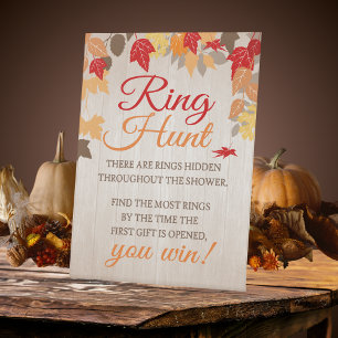 Ring Hunt Fall Bridal Shower Party Game Pedestal Sign
