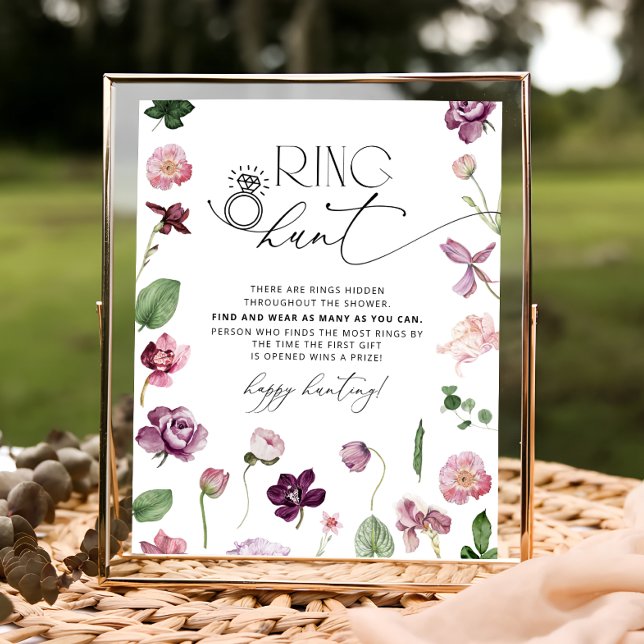 Ring Hunt Floral Bridal Shower Game Sign (Creator Uploaded)