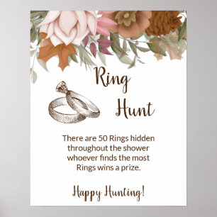 Ring Hunt Game Bridal Shower Boho Autumn Sign