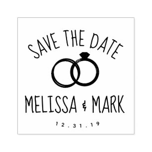 Ring Logo Fun Lettering Save the Date     Rubber Stamp