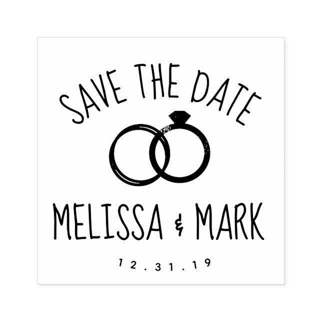 Ring Logo Fun Lettering Save the Date     Rubber Stamp (Imprint)