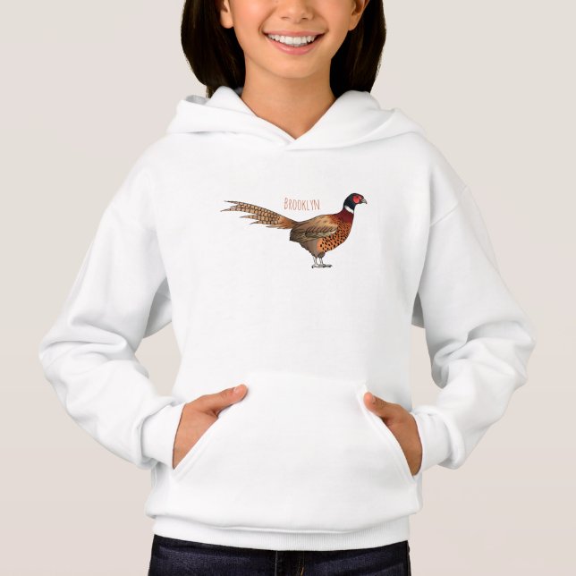 Ring-necked pheasant bird cartoon illustration (Front)