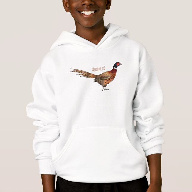 Ring-necked pheasant bird cartoon illustration  (Front)