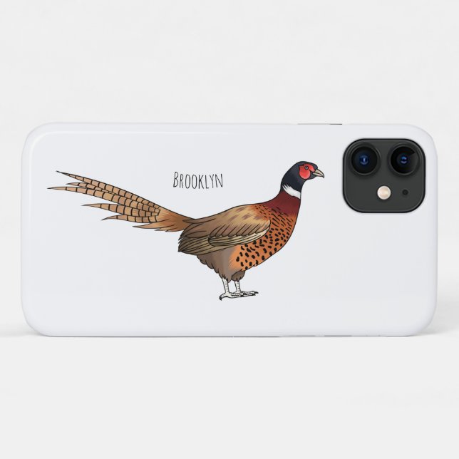 Ring-necked pheasant bird cartoon illustration Case-Mate iPhone case (Back (Horizontal))