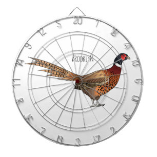 Ring-necked pheasant bird cartoon illustration dartboard