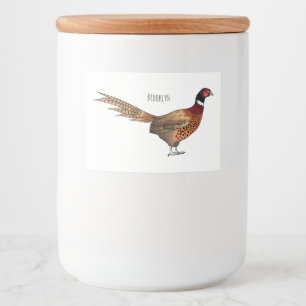 Ring-necked pheasant bird cartoon illustration food label
