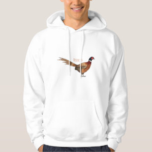 Ring-necked pheasant bird cartoon illustration  hoodie